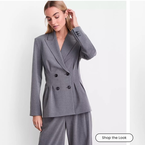 LOFT Jackets & Blazers - LOFT Charcoal Double-Breasted Blazer